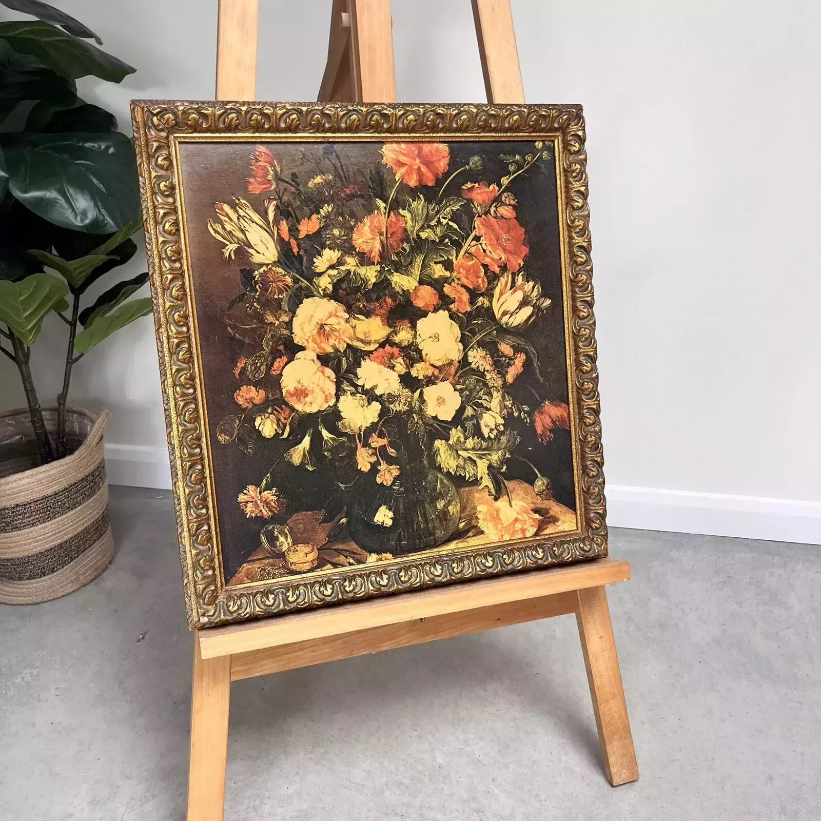 Fabulous Gilt Wood Frame « Flowers C.1650 Abraham Hendricksz Van Beyeren Print » photo for sale