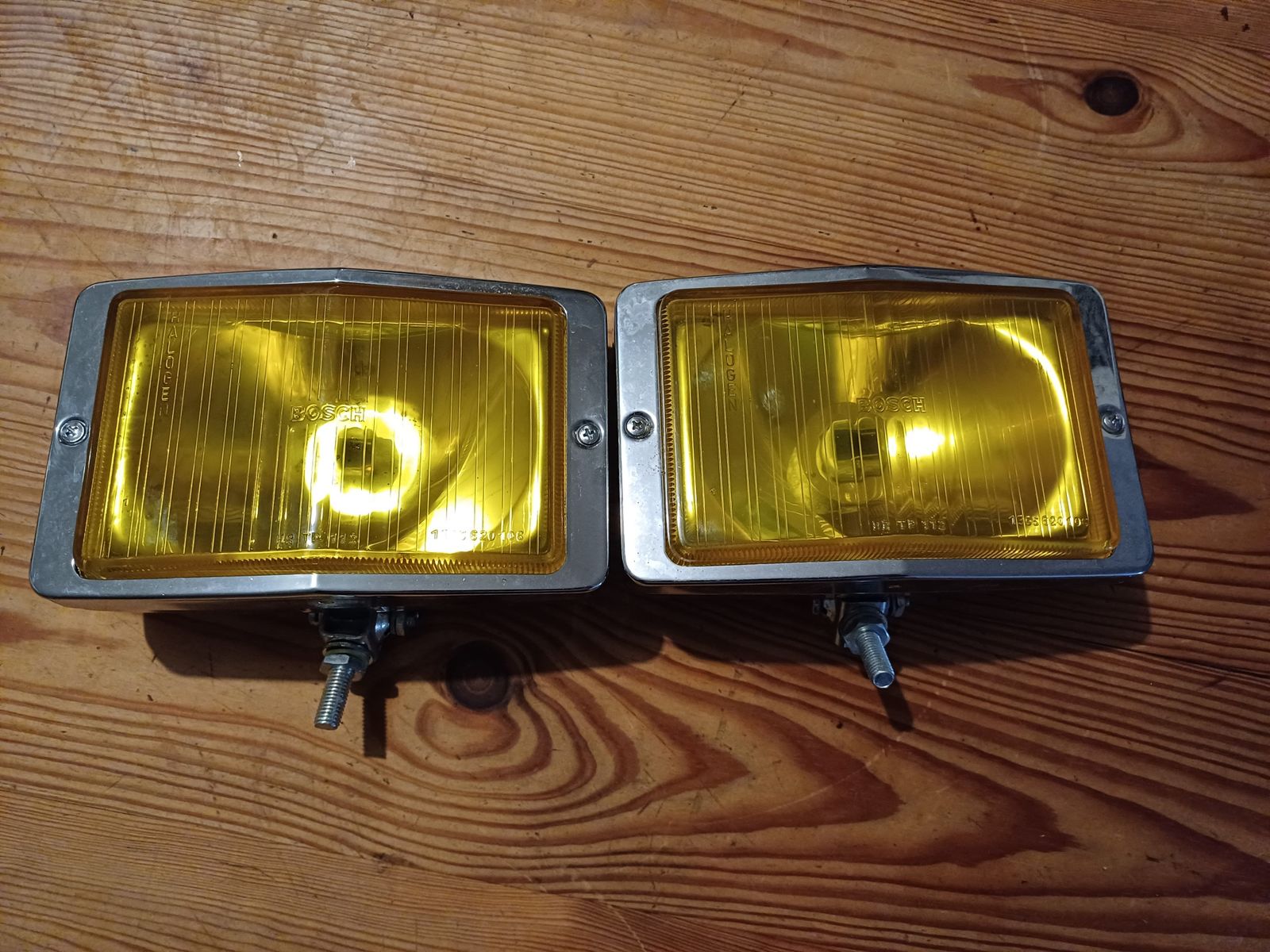 Pair Of Bosch Headlights, 1970s photo vintage