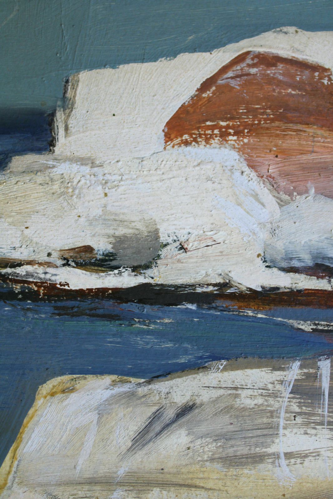 Janis Osis (1926   1991, Latvian). Stones Of The Coast. Oil On Cardboard. 80x50 Cm photo Art