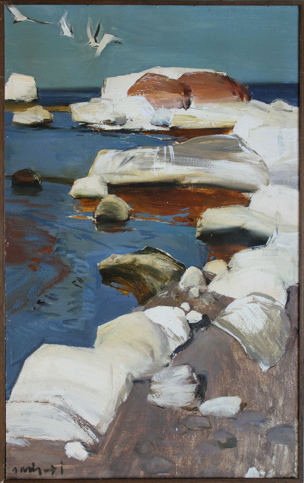 Janis Osis (1926   1991, Latvian). Stones Of The Coast. Oil On Cardboard. 80x50 Cm photo vinterior