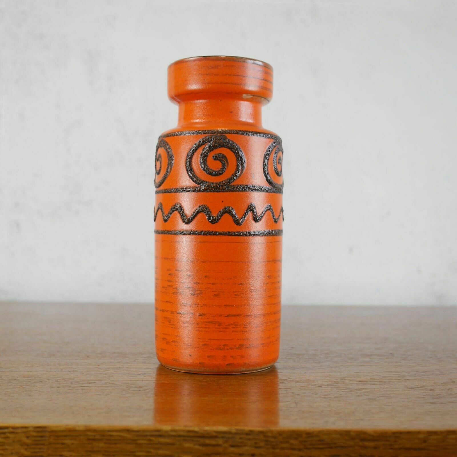 Large Mid Century Fat Lava Orange Vase West Germany Scheurich #102691 photo vinterior