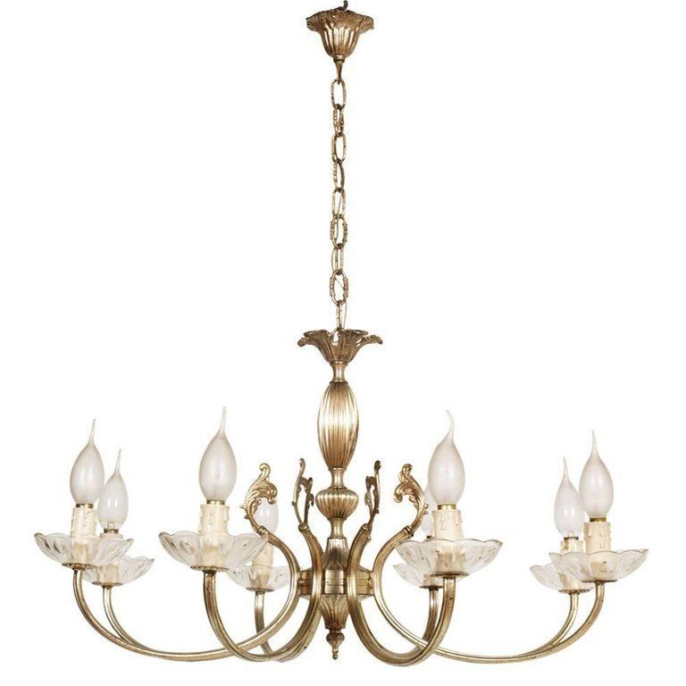 Florentine Midcentury Modern Eight Lights Chandelier In Silvered Brass photo furniture