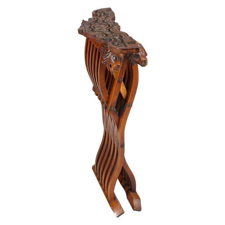 Savonarola Chair In Carved Wood – Tuscany, Early 1900s  Luigi Bonanni Attributed photo Furniture