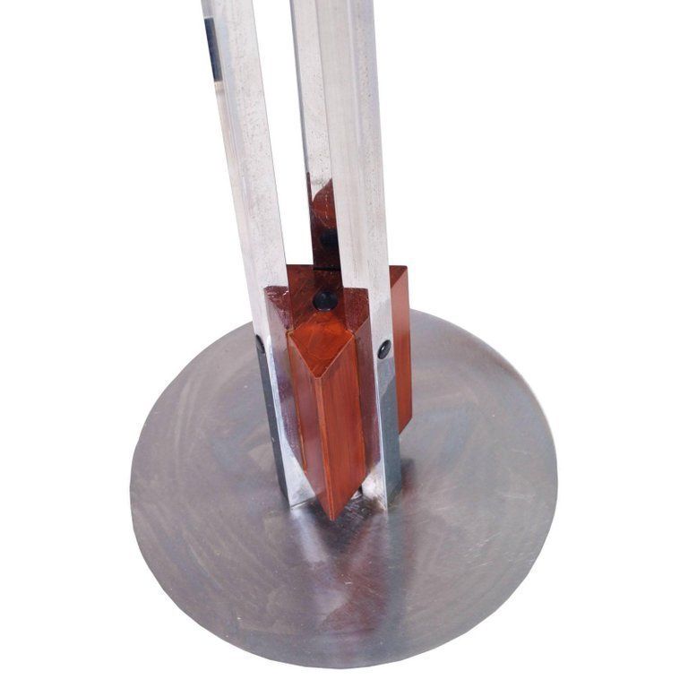 1970s Three Light Floor Lamp Chromed Steel Murano Glass, Carlo Nason For Mazzega photo for sale