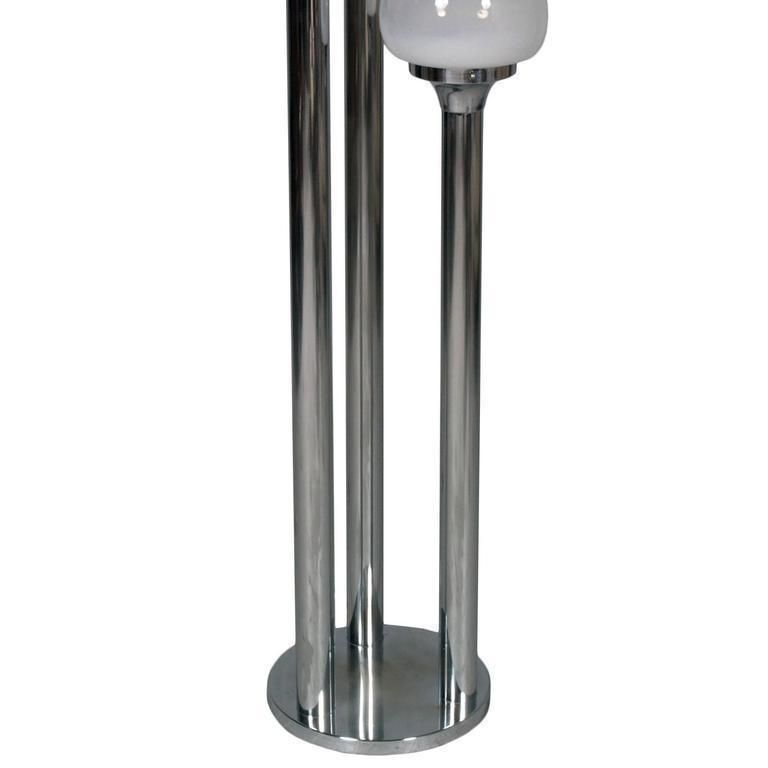 Mid Century Carlo Nason Style Floor Lamp, Glass And Chrome, Mazzega Murano Glass photo for sale
