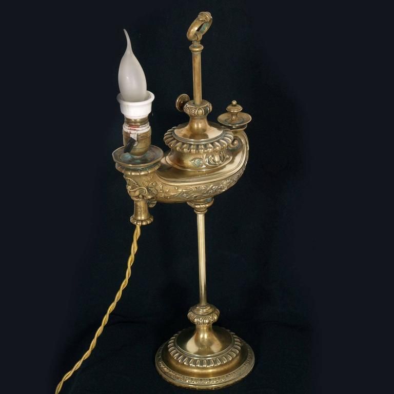 19th Century Table Lamp By Harvard Student Patent Wild & Wessel Aladino photo furniture
