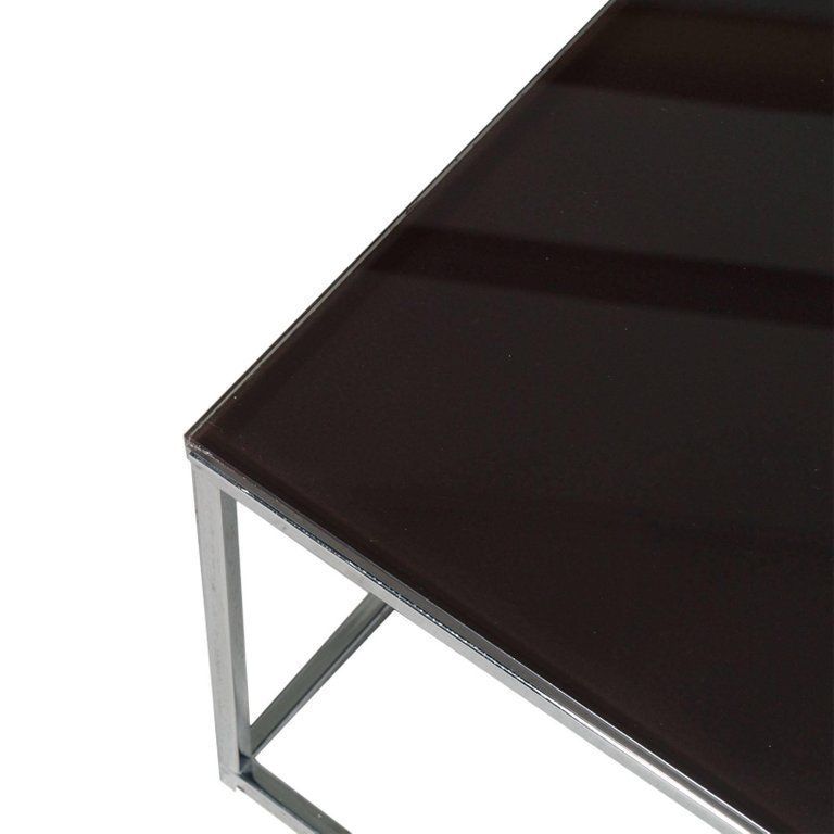 Italiaanse chromen salontafel in de stijl van Milo Baughman, met rookglazen blad photo for sale