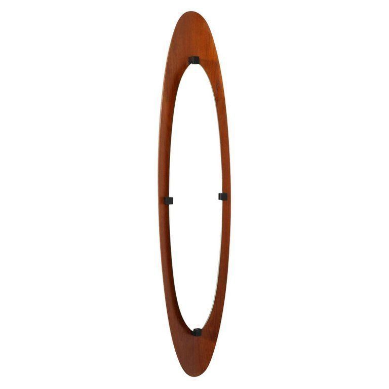 1960s Italian Wall Mirror, Bentwood Teack, Franco Campo & Carlo Graffi For Home
