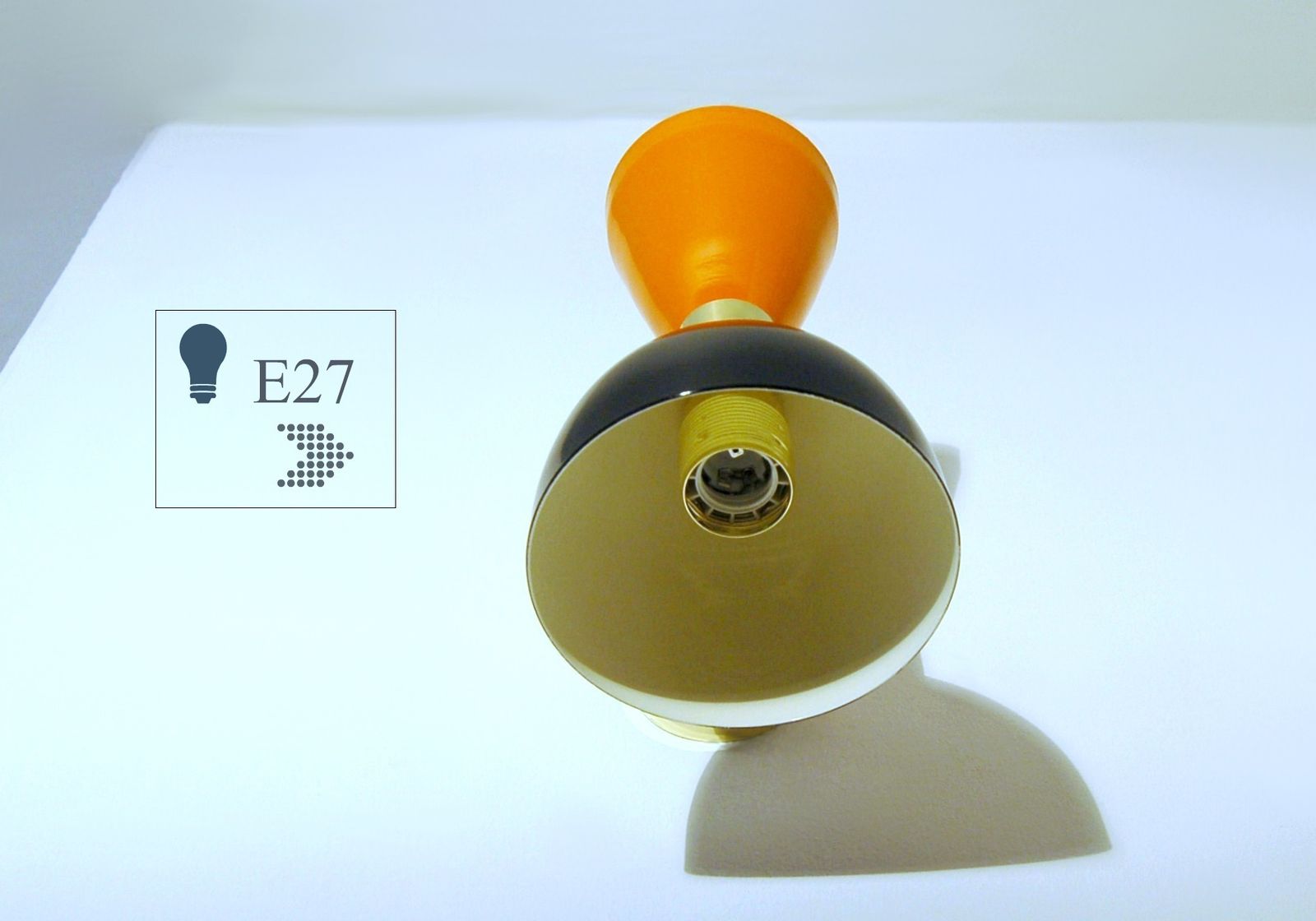 Pair Of Applique / Wall Lamp Metal And Brass Orange / Black Color Style '50 photo vinterior