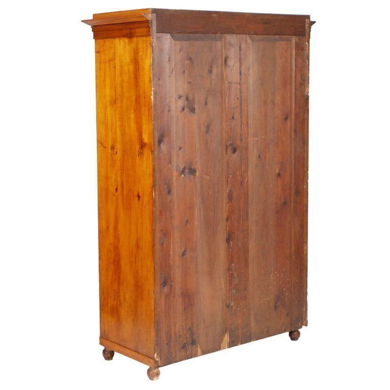 19th Century Biedermeier Cupboard Wardrobe In Birch Restored Polished To Wax photo 8060.0