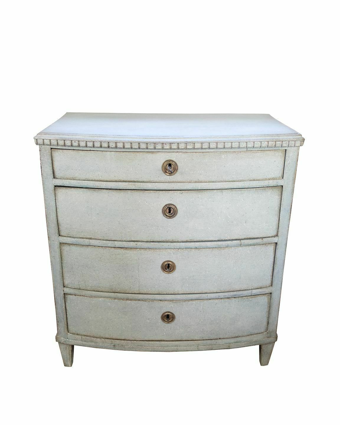 Original Painted Chest Of Drawers In Louis Seize With Greenish Patinated Color From Copenhagen