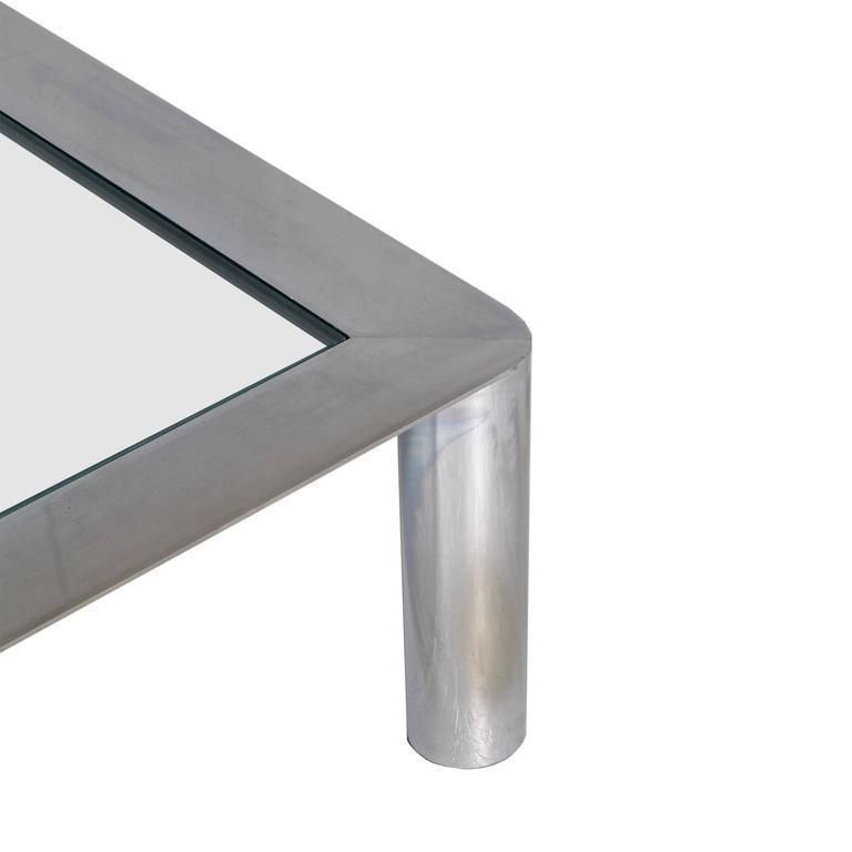 Mid Century Coffee Table Chromed Steel, Crystal Top, Frattini Per Cassina Manner photo Furniture