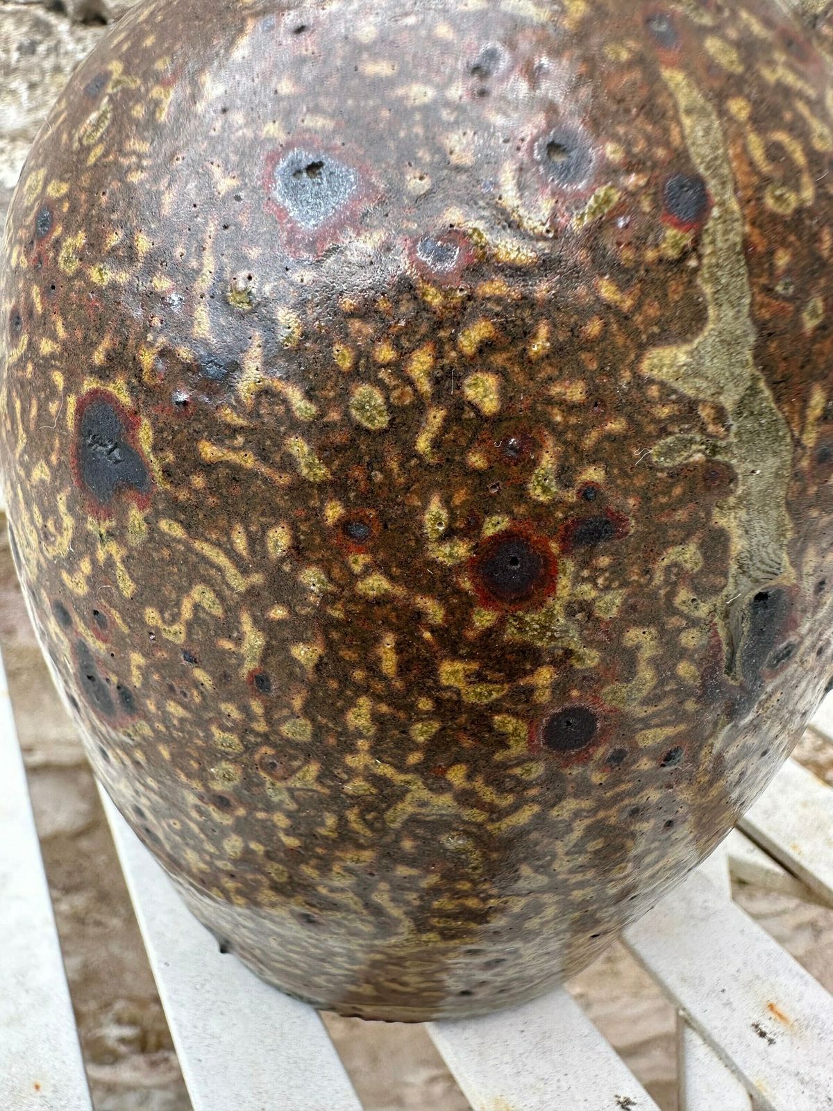 French Stoneware Pottery Vase, 1960's Ceramic Pot Bottle Laborne photo vinterior