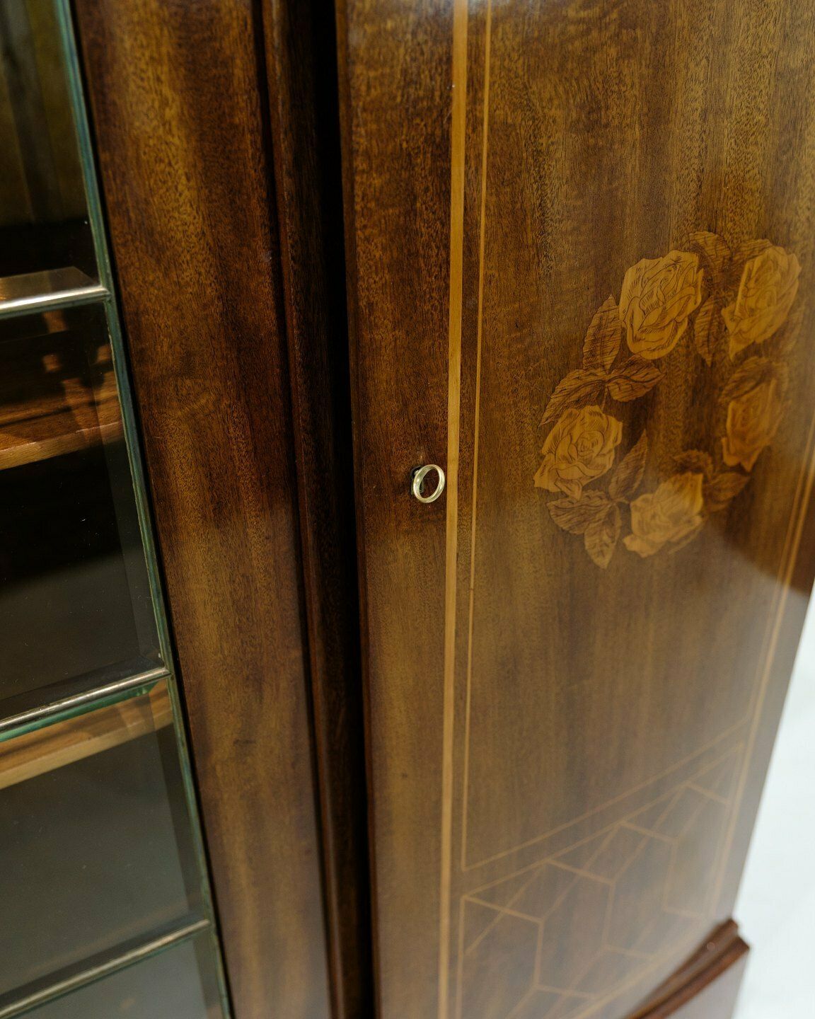 Antique Cabinet In Hand Polished Mahogany With Fruit Wood & Intarsia From 1920s photo Furniture