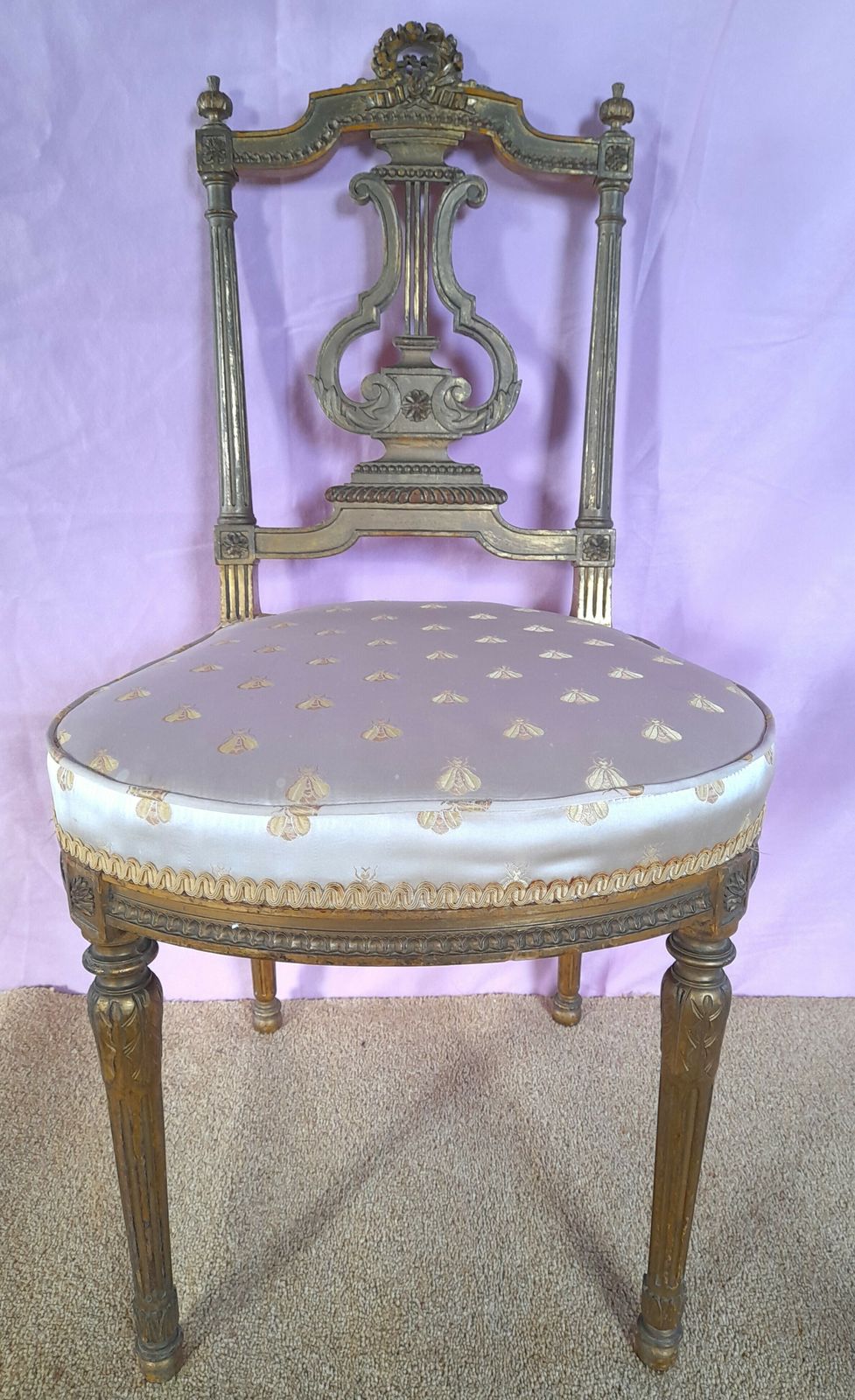 Antique French Guilt Chair, 1800s photo vintage