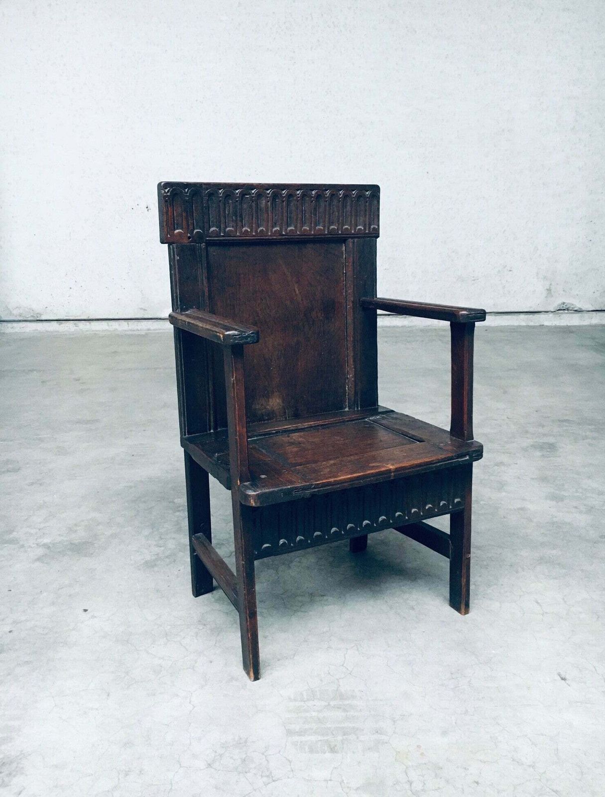 19th Century Primitive Folk Art Hand Made Arm Chair photo furniture
