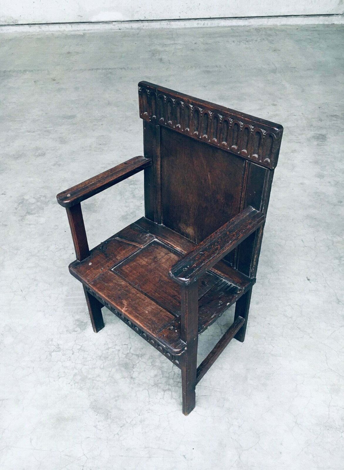 Furniture 19th Century Primitive Folk Art Hand Made Arm Chair photo
