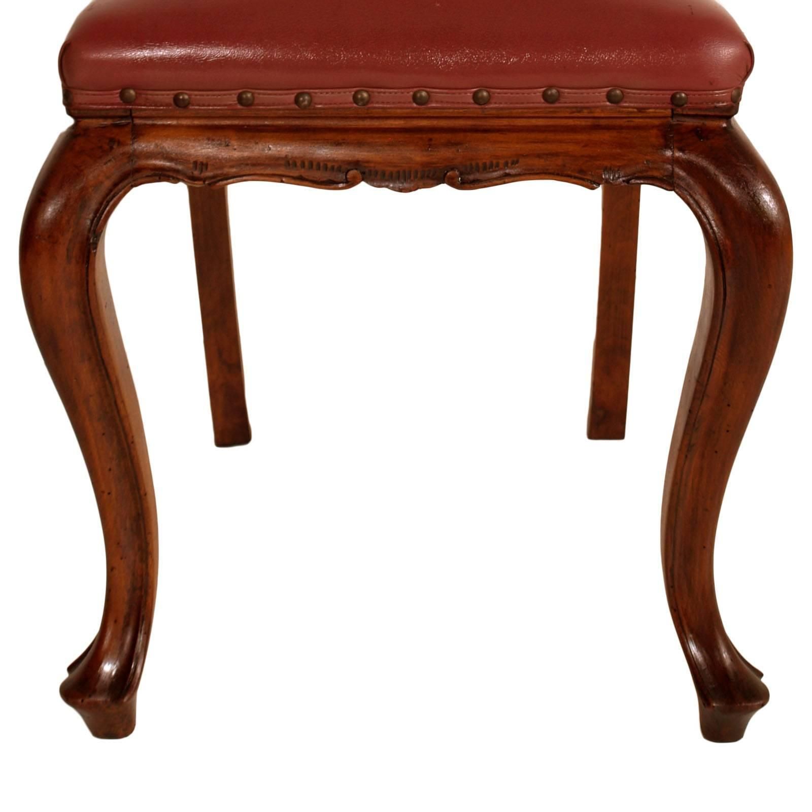 Age Art Nouveau Neoclassical Pair Of Chairs Hand Carved Walnut Leather Seat photo Furniture
