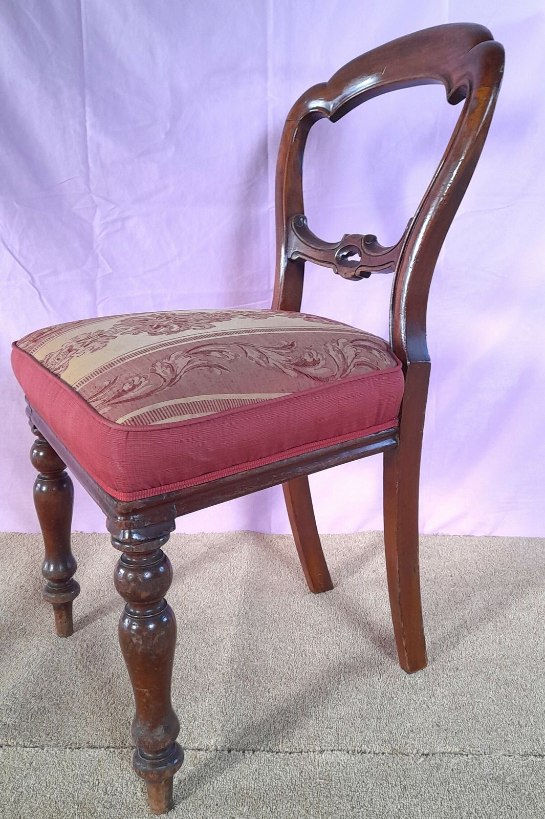 Antique Rococo Revival Balloon Backed Chair