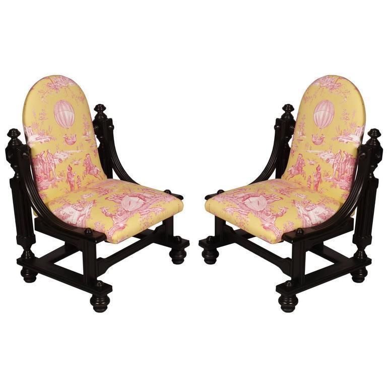 19th Century Pair Of Armchairs In Solid Walnut Restored And Re Upholstered