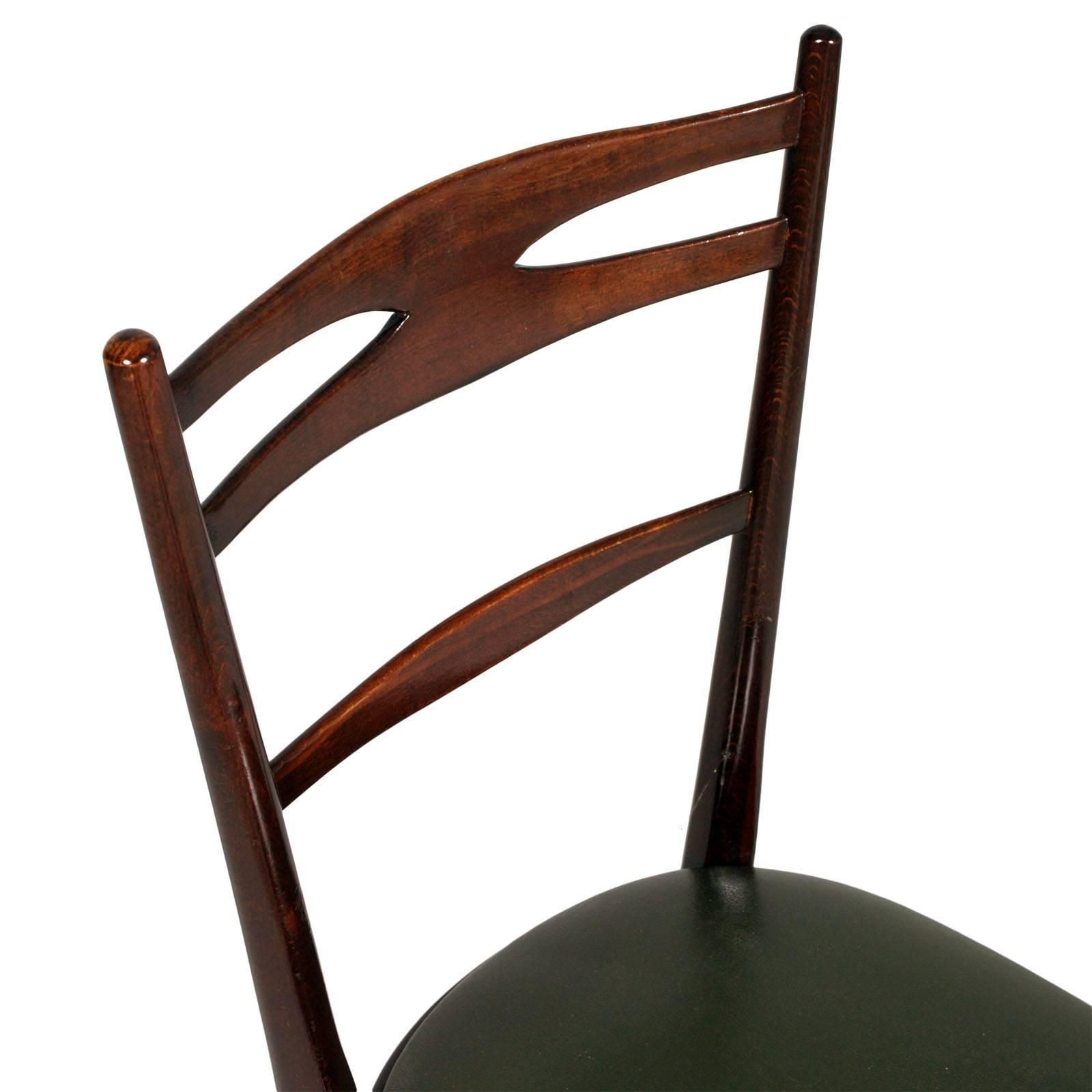 Italian 1950s Side Chairs Carlo Di Carli Attributed In Brown Walnut Wax Polished photo for sale