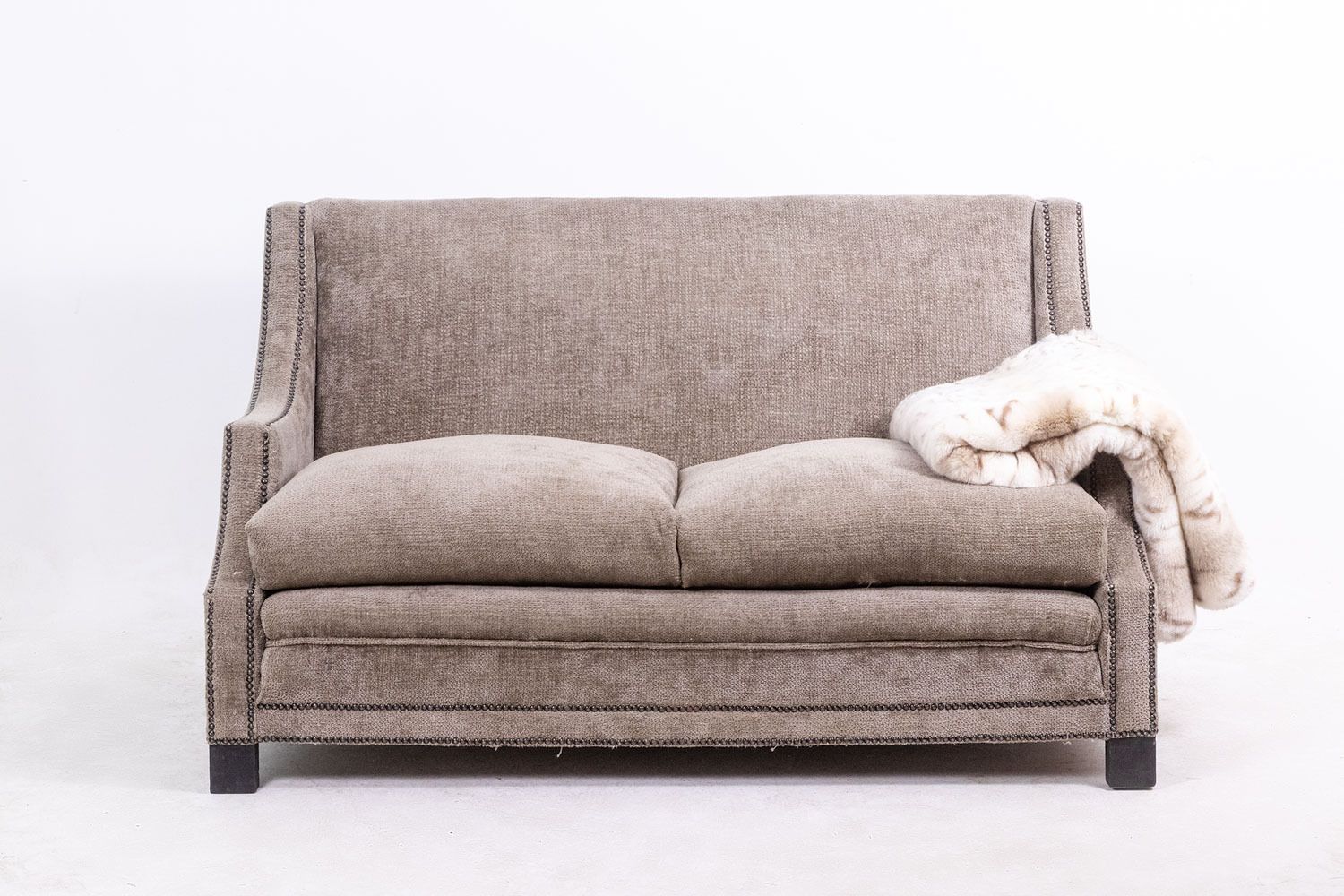 Rectangular Sofa In Gray Velvet. 1990s. Ls60311509a photo for sale
