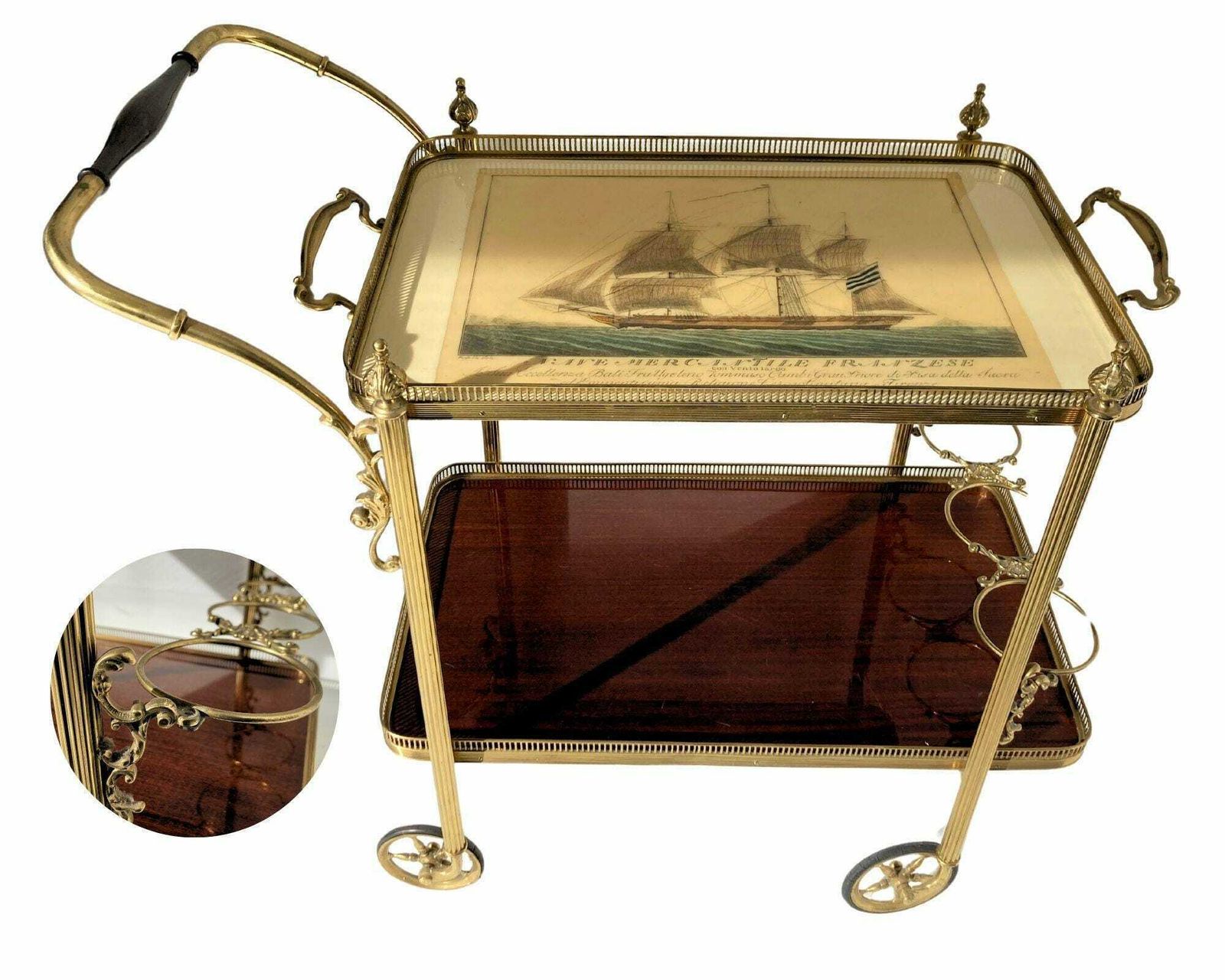 photo furniture Messing Barwagen | Neoklassiek | Gemaakt In Italië, Vóór 1950