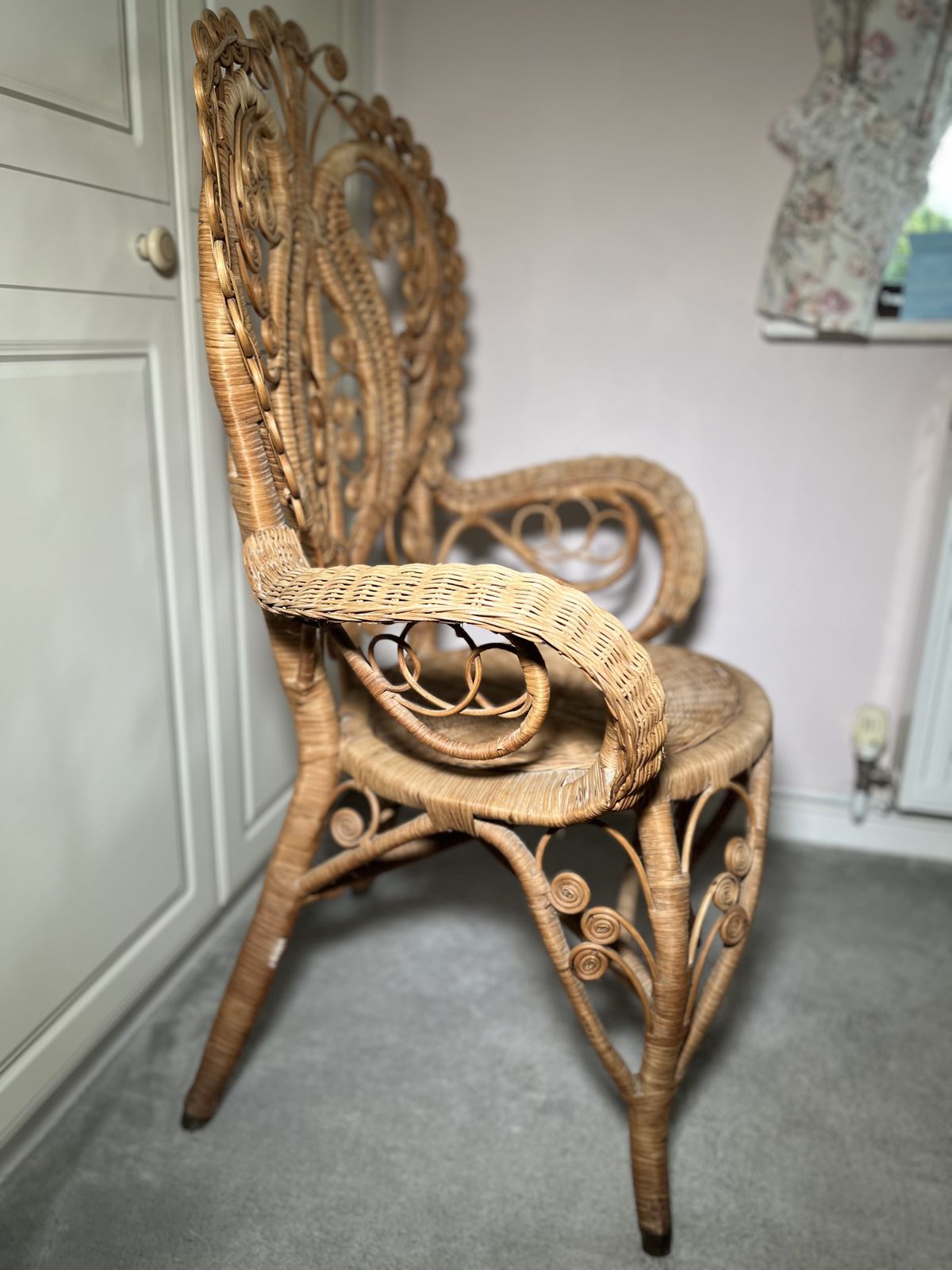 Vintage Peacock Rattan Chair   1970’s photo furniture