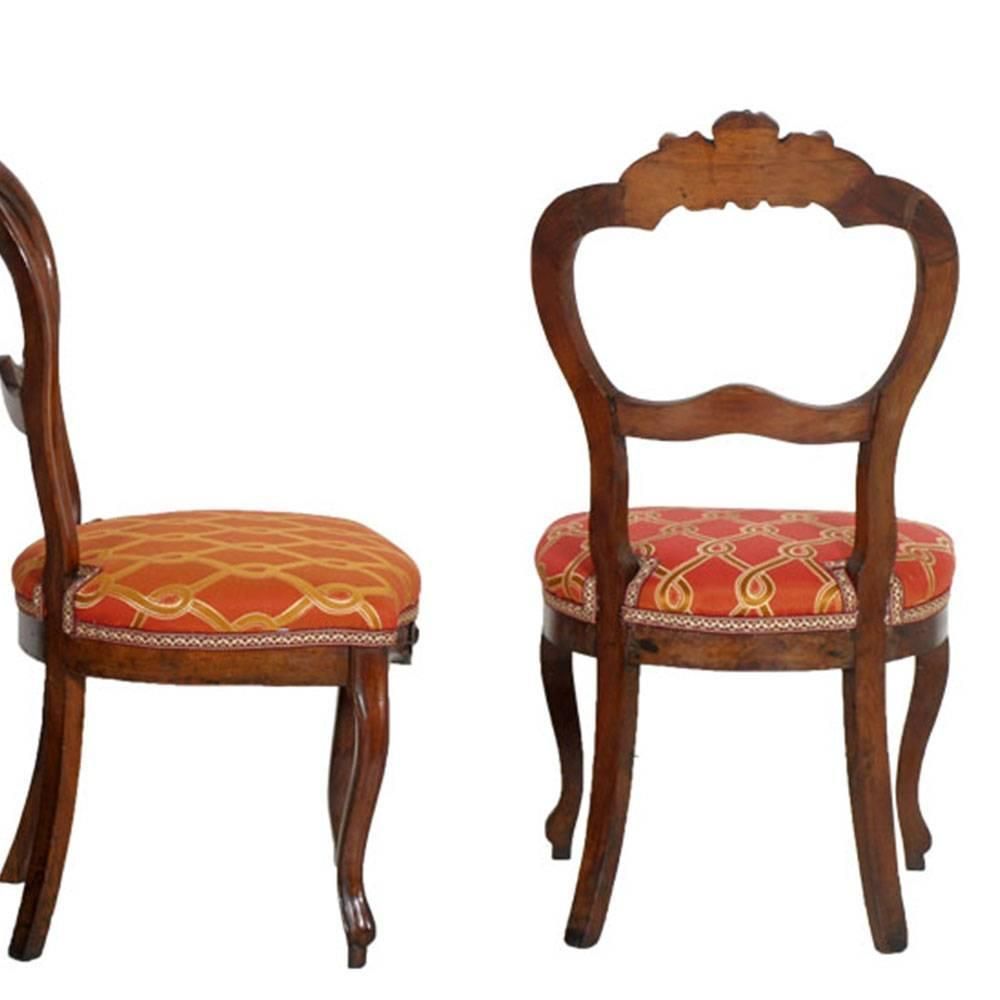 Mid 19th Century Entrance Side Chairs, Baroque Style Louis Philippe, In Walnut photo for sale