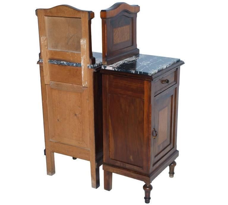 Antique Italian Pair Of Marble Top Bedside Tables And Chest Of Drawers photo vinterior