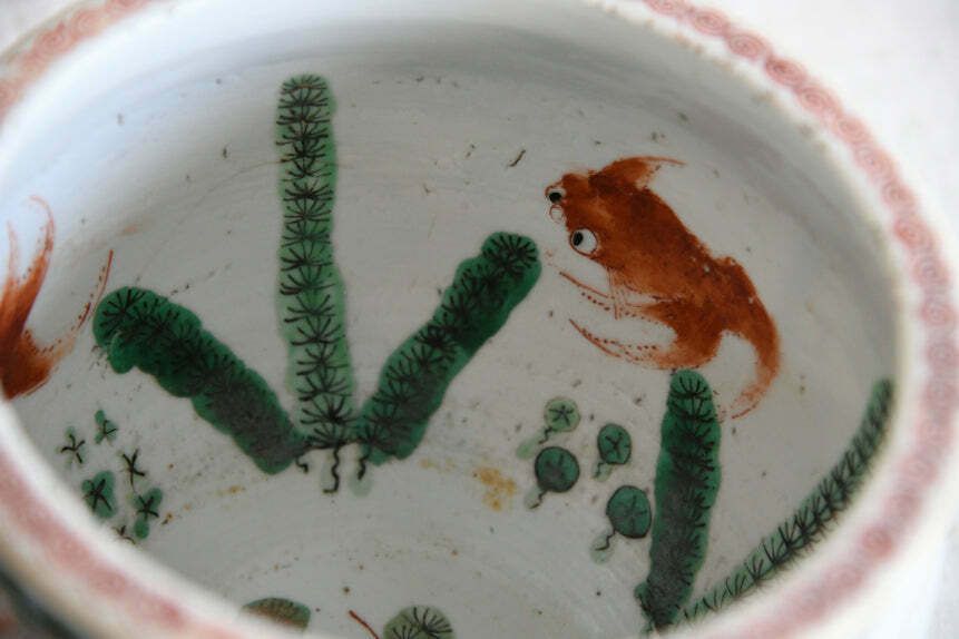 photo furniture Antique Chinese Famille Verte Porcelain Fish Bowl