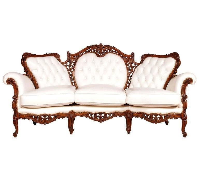 Early 20th C. Venetian Rococo Baroque Capitonné Sofa With A Pair Of Armchair photo furniture