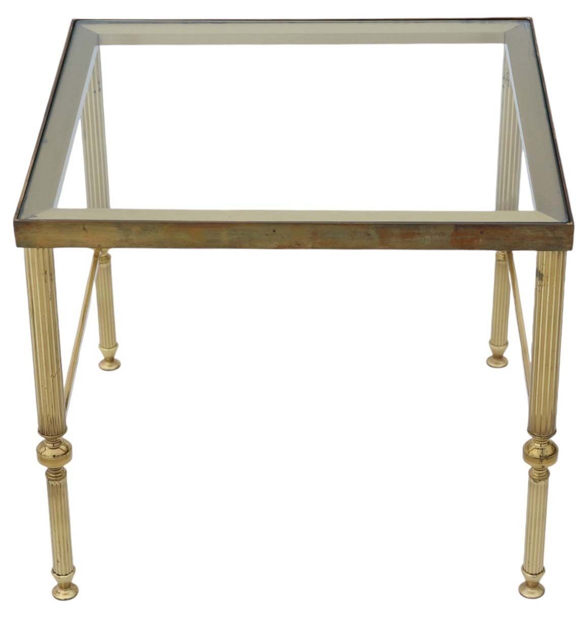 Vintage Retro Fine Quality Nest Of 3 Ormolu Brass And Glass Tables Coffee Side photo vinterior