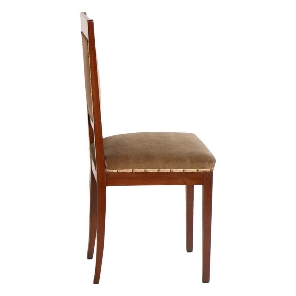 Wiener Werkstätte Art Nouveau Chairs In Walnut, Original Taupe Velvet Upholstery photo for sale