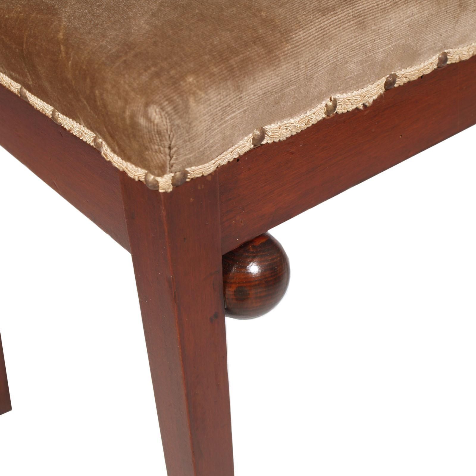 Wiener Werkstätte Art Nouveau Chairs In Walnut, Original Taupe Velvet Upholstery photo vinterior