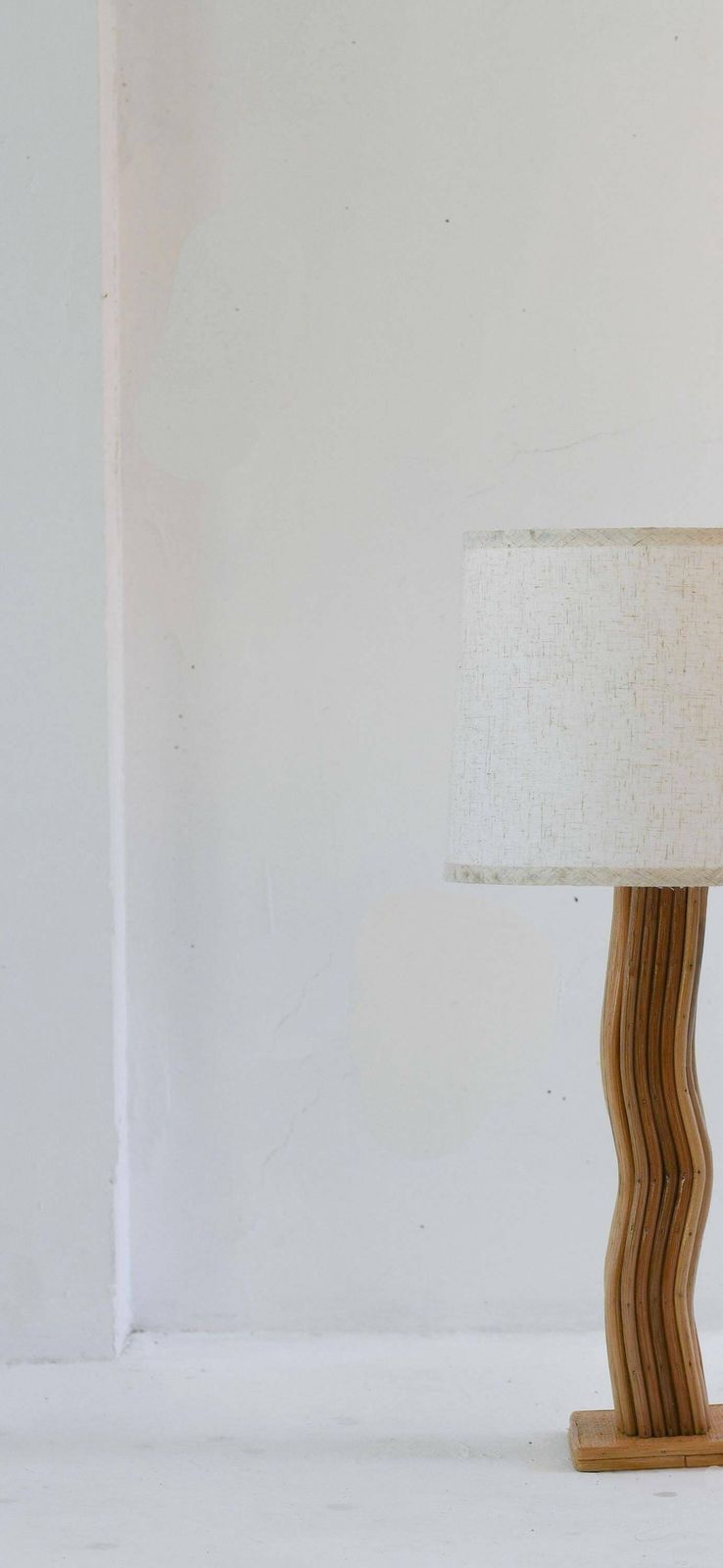 Rattan Modern Wave Lamp, Mid 20th Century