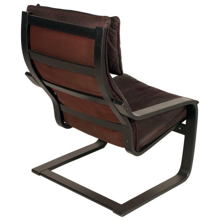 1970s Set Of Leather Cantilever Chairs With Footrest "Poäng By Noboru Nakamura photo for sale