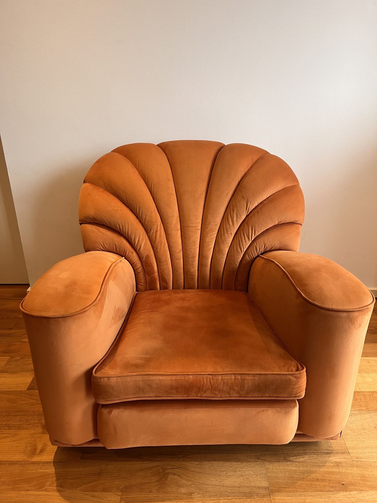 Art Deco Odeon Armchair Burnt Orange Velvet photo 1000.0