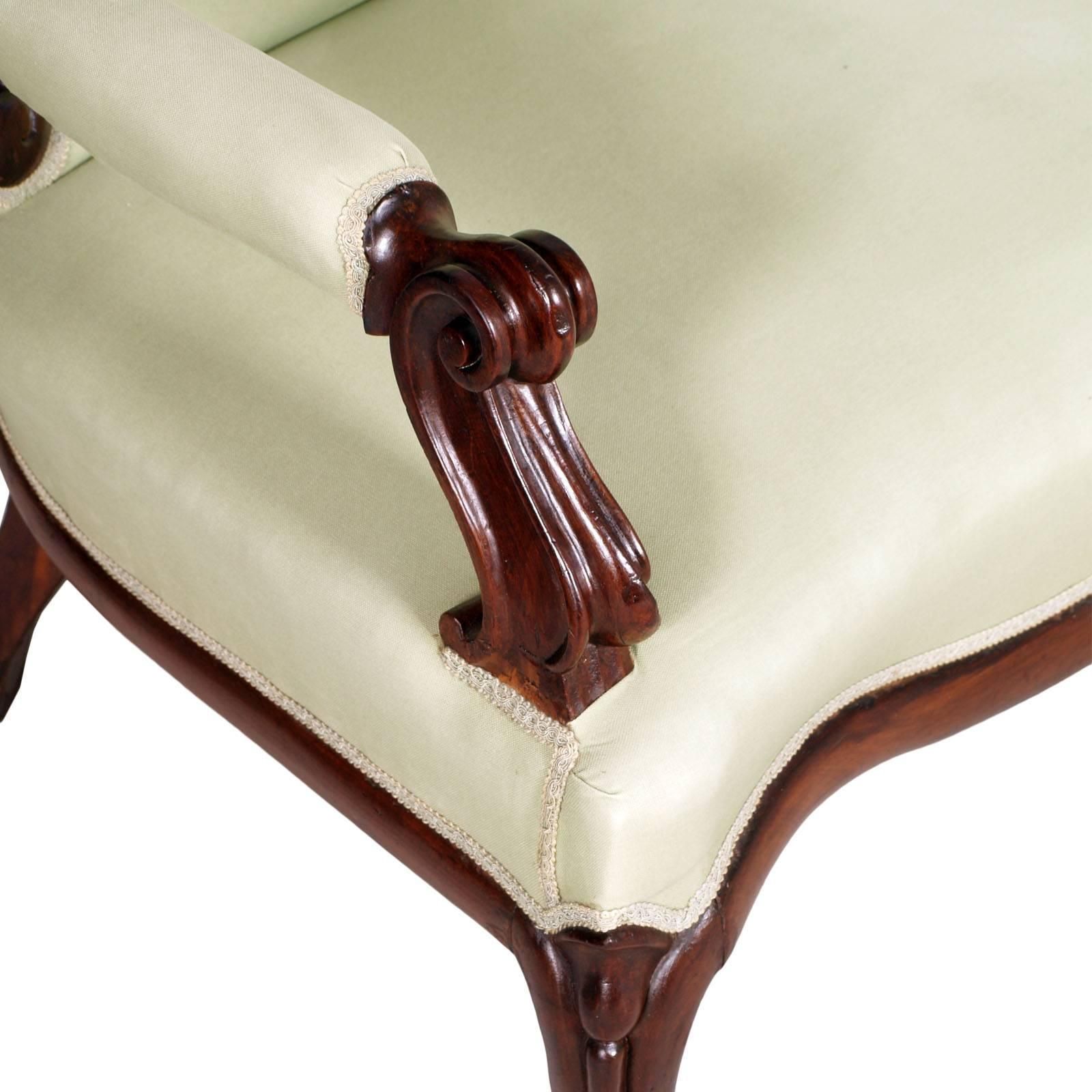 1800s Venetian Sofa Valentino Besarel Attributable, Hand Carved Walnut photo vinterior