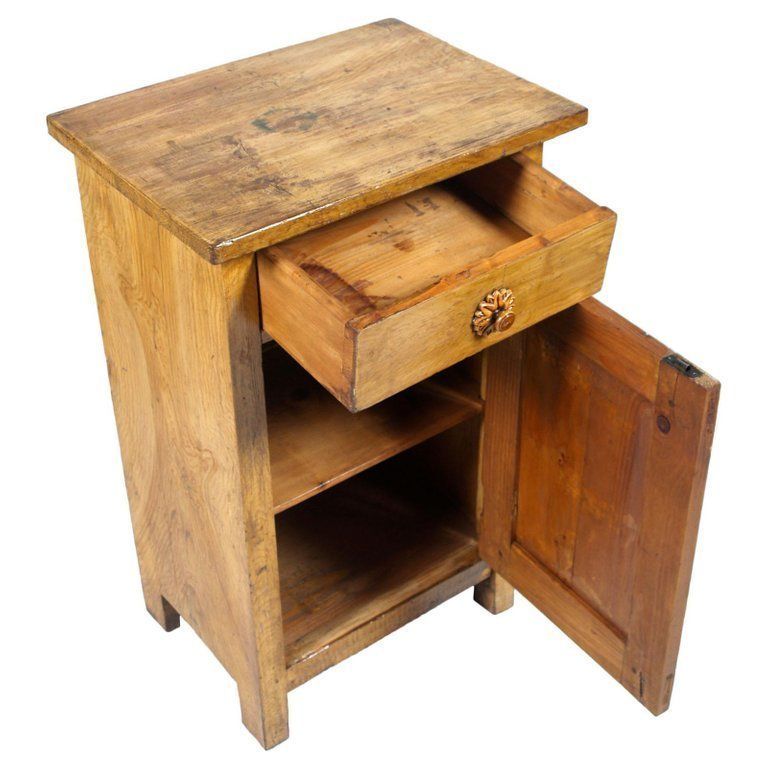 Early 20th Century Art Nouveau Country Nightstand Cabinet Restored Wax Polished photo furniture