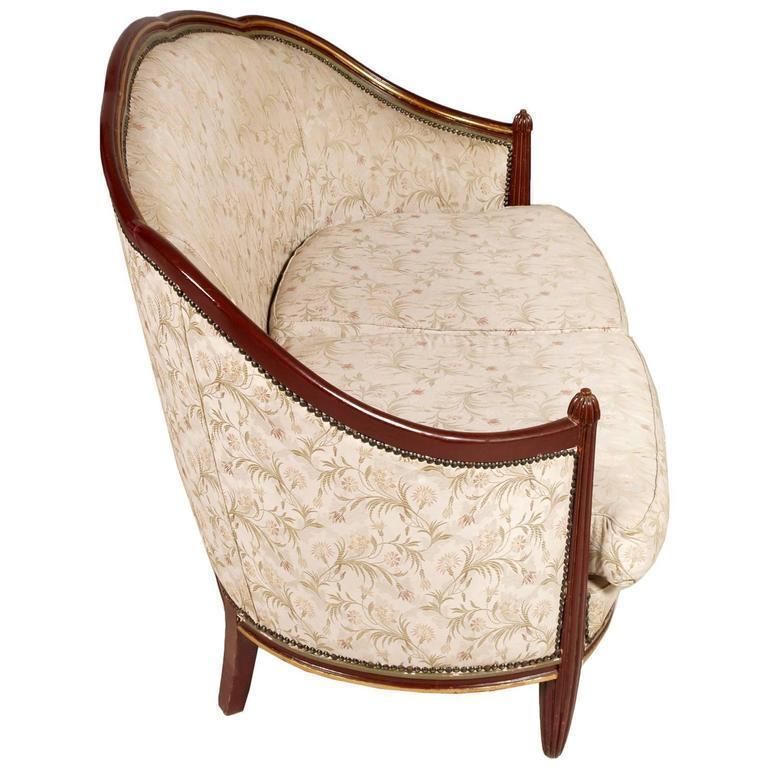 Loveseat Sofa Art Nouveau Belle époque Lacquered And Gilded Carved Mahogany photo for sale