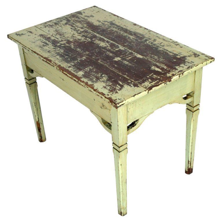 Late 19th Century Tyrolean Shabby Small Desk Table Art Nouveau, Pine Painted photo 2287.8