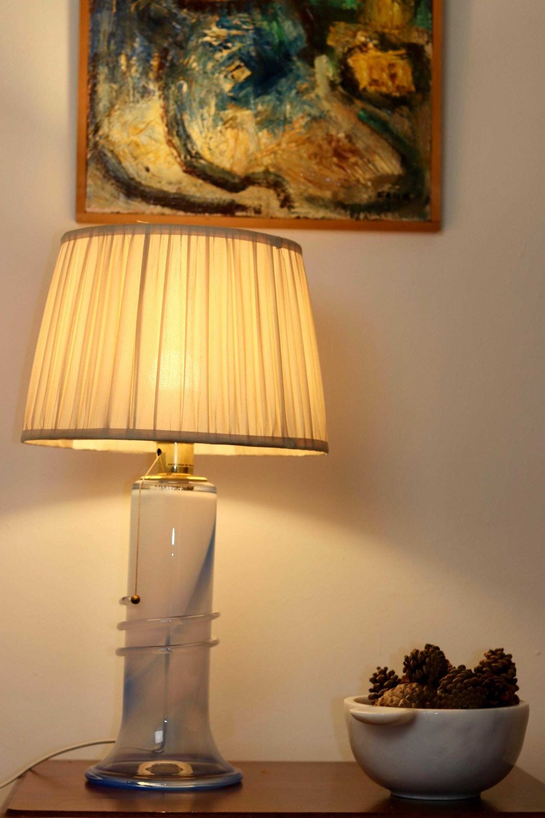 Vintage Glass Table Lamp By Hannelore Dreutler, Studio åhus, Sweden, 1990's photo vintage