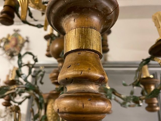 Large Wooden Tole Rustic Chandelier photo furniture