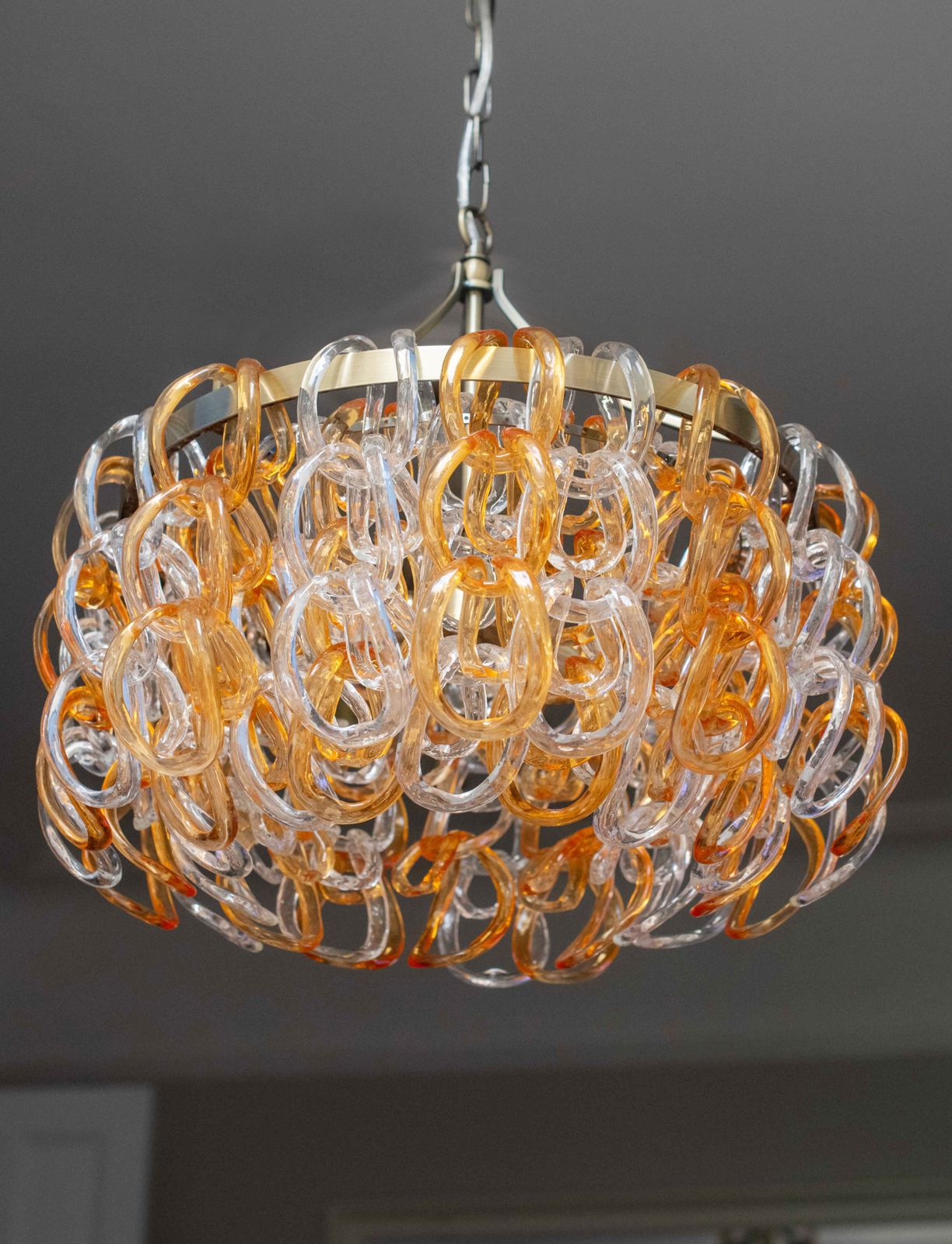 Fabulous Murano Glass Chandelier With Hand Made Glass Pieces.