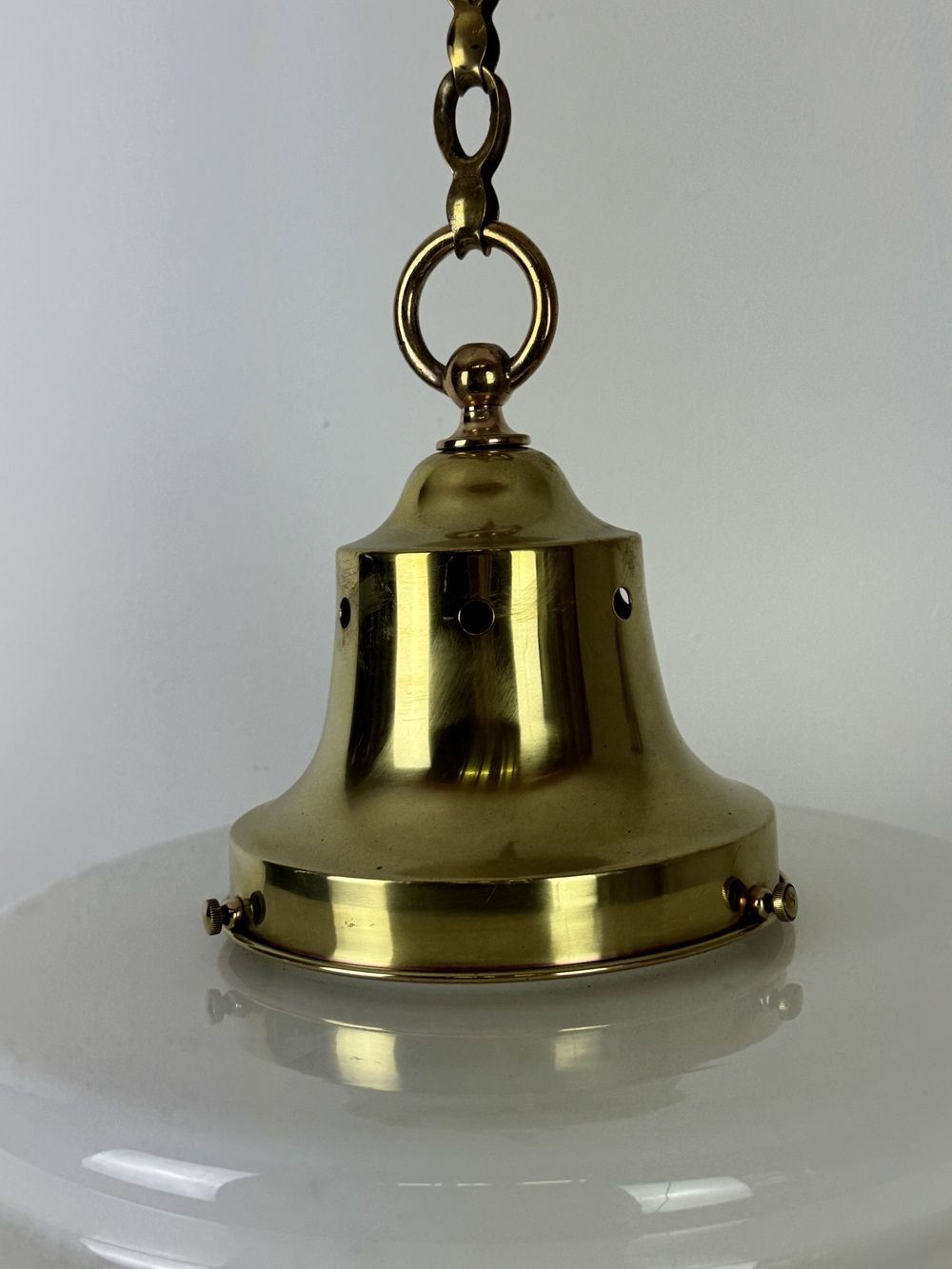 Large Tiered Art Deco Opaline Pendant Light (24067) photo for sale