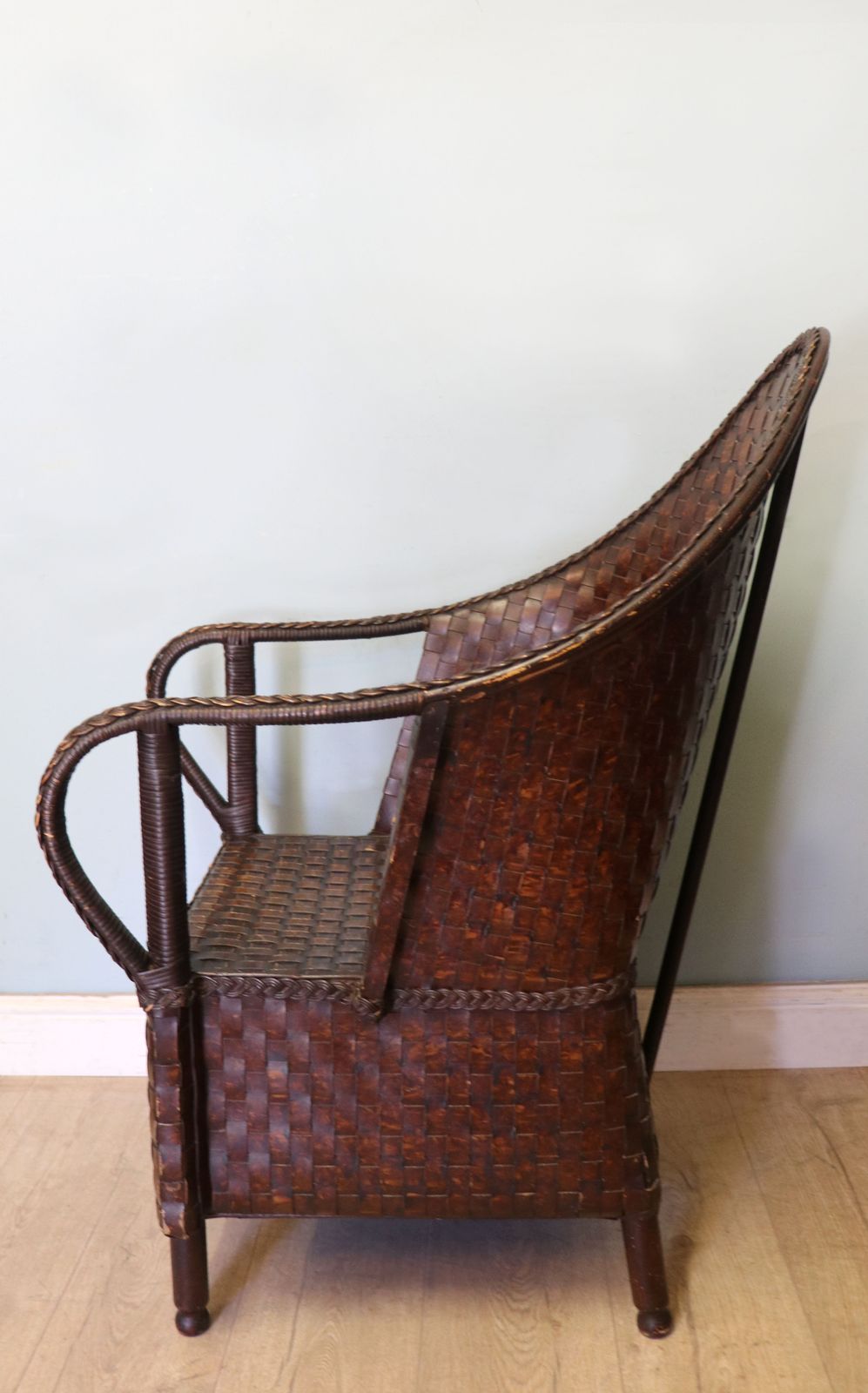 A Wonderful, Vintage High Back Patent Ply Fibre Armchair. photo furniture