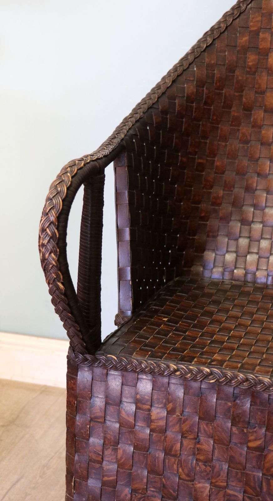 Furniture A Wonderful, Vintage High Back Patent Ply Fibre Armchair. photo