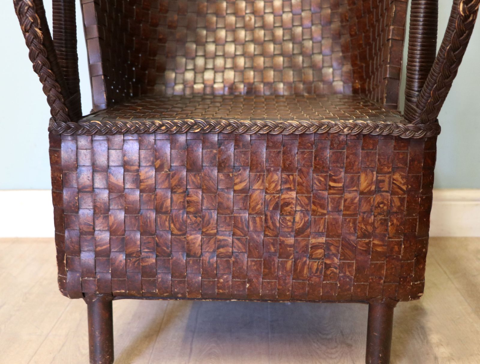220.0 A Wonderful, Vintage High Back Patent Ply Fibre Armchair. photo