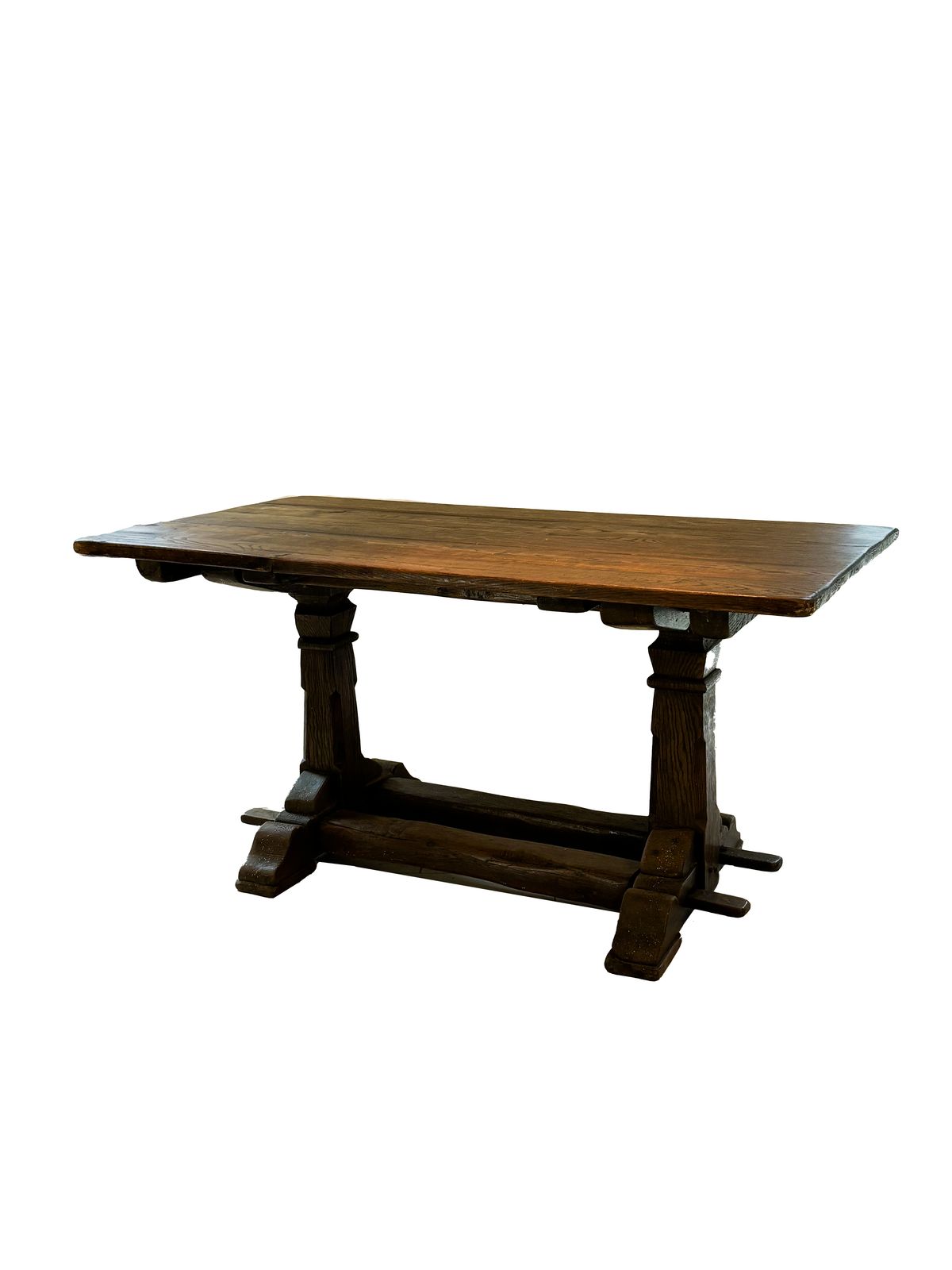 Antique Oak Refectory Dining Table With Set Of 6 Chairs Including 2 Carvers photo Furniture